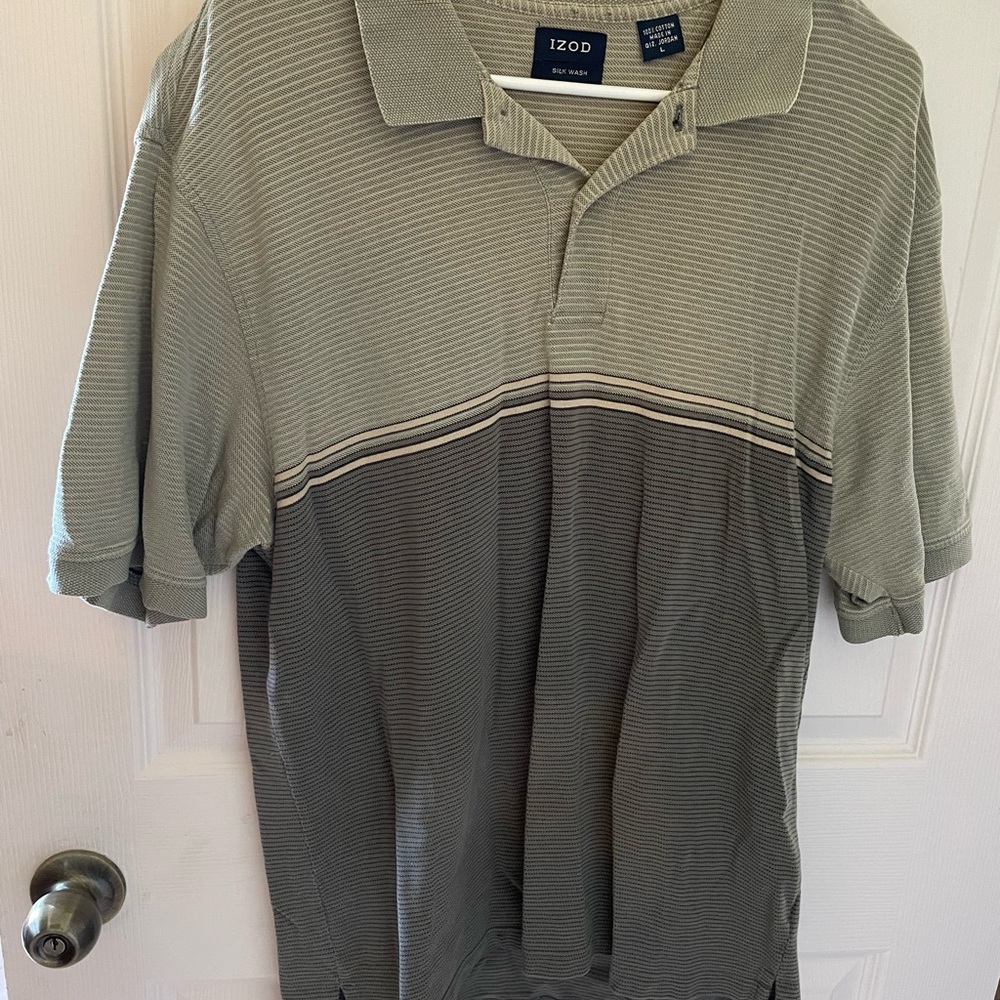 Izod Men's Polo Shirt - Gray Stripes